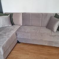 Divano letto con penisola e doppio contenitore 