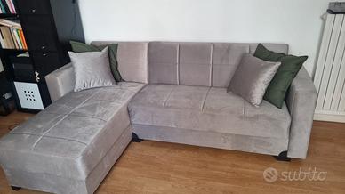 Divano letto con penisola e doppio contenitore 