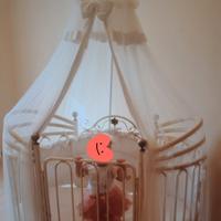 culla lettino con baldacchino ferro battuto 