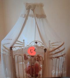 culla lettino con baldacchino ferro battuto 