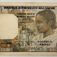 Banca Madagascar & Comores - 100 Francs 1961 Raro