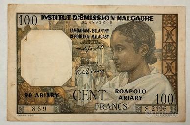 Banca Madagascar & Comores - 100 Francs 1961 Raro