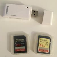 2 Schede SanDisk + lettore scheda USB