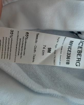 felpa Iceberg tg.9-12 mesi 74cm con cartellino 