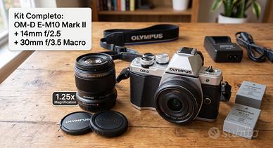 Kit Olympus E-M10 II + 14mm f2.5 + 30mm Macro