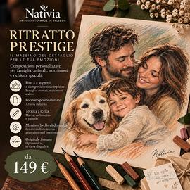 Ritratto famiglia da foto fatto a mano A3