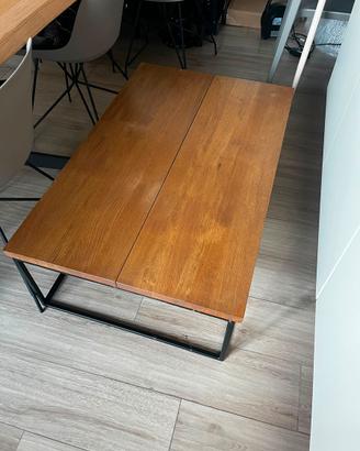 Tavolino stile industrial con piano in legno