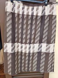 Gonna fantasia geometrica marrone/beige