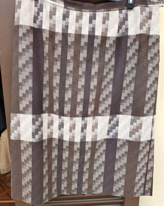 Gonna fantasia geometrica marrone/beige