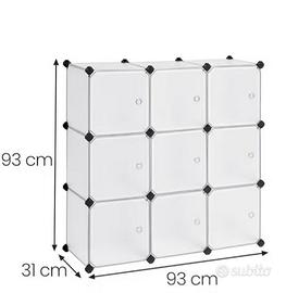 Scaffale componibile a cubi di plastica