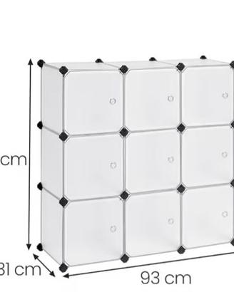 Scaffale componibile a cubi di plastica