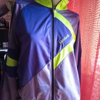 felpa vintage Reebok anni 90, con zip viola e blu