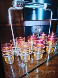 Set rosoliera vintage con 12 bicchierini