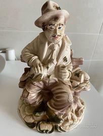 Statua uomo anziano in ceramica vintage