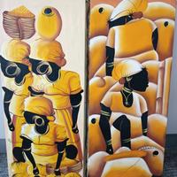 due quadri dipinti su tela etnici 