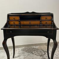 Scrittoio Shabby laccato nero consumato/naturale