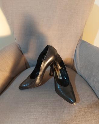 décolleté in pelle nera tacco 8cm