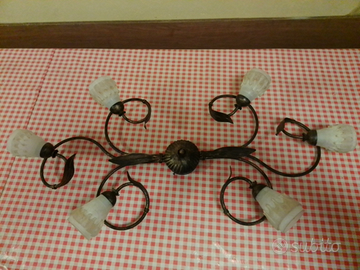 Lampadario in ottone ramato