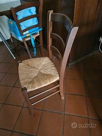 Set 6 Sedie Rustiche Legno e Paglia