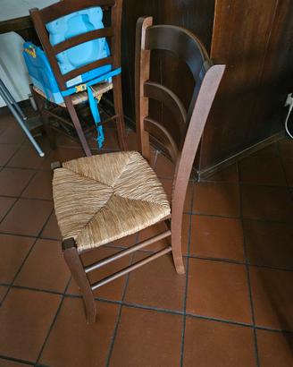 Set 6 Sedie Rustiche Legno e Paglia