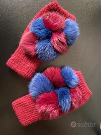 Guanti senza dita (mitena) bordeaux-blu - Stefanel