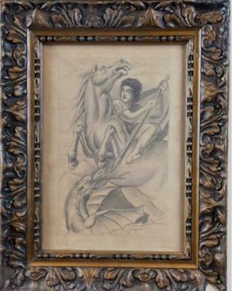 ACHILLE FUNI attr 1890+1972 SAN GIORGIO E IL DRAGO