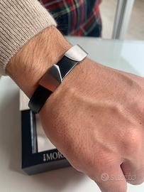 Bracciale Morellato acciaio e gomma nera 20cm