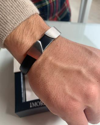Bracciale Morellato acciaio e gomma nera 20cm