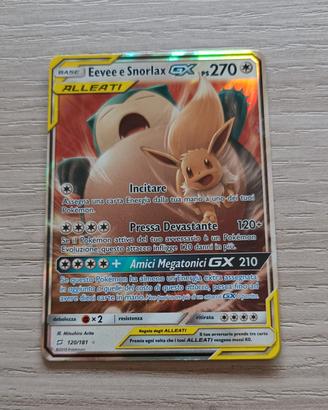 Carta Pokémon eevee e snorlax GX alleati