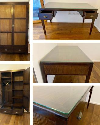 Set mobili in legno e bambù stile etnico/coloniale