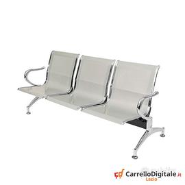 Panca per sala attesa 3 posti in acciaio Silver
