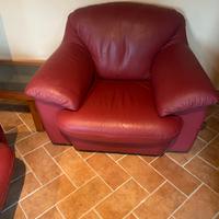 Coppia di divani pelle rosso