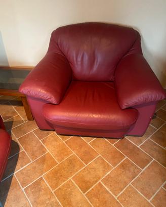 Coppia di divani pelle rosso