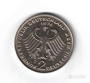 Moneta, Germania, 2 Marchi, G.Ovest, Adenauer 76