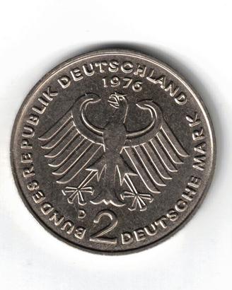 Moneta, Germania, 2 Marchi, G.Ovest, Adenauer 76