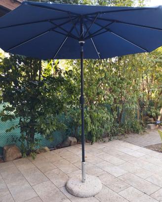 Ombrellone da giardino con luci LED+Base in pietra