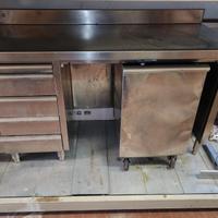 Banco lavoro inox con cassettiera