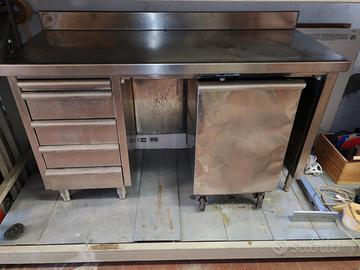 Banco lavoro inox con cassettiera