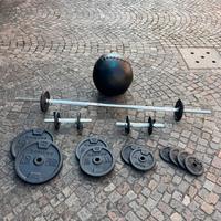 Set Bilancere con pesi e wallball