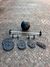 Set Bilancere con pesi e wallball