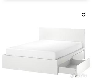 Struttura letto alta/4 contenitori bianco Ikea