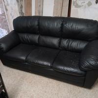 DIVANO IN PELLE NERO 3 P