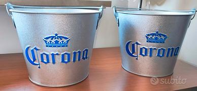 Coppia Secchielli Portaghiaccio Birra Corona Metal