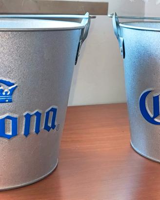 Coppia Secchielli Portaghiaccio Birra Corona Metal