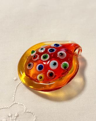 Ciondolo pendente in vetro artistico con murrine