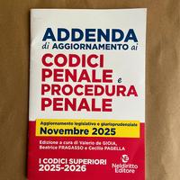 Addenda di aggiornamento Codici penale e procedura
