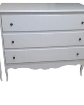 gruppo comò e 2 comodini bianco laccato  shabby