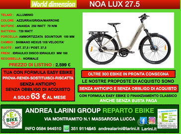 Ebike World Dimension Noa Lux City - NOVITA' 2026