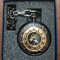 Orologio da Tasca Meccanico Steampunk Nero e Oro -