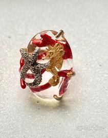 Anello Misis argento 925 smalto e quarzo ialino